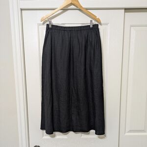 EILEEN FISHER 100% Organic Linen Full Length Maxi Black Skirt Women's XSmall